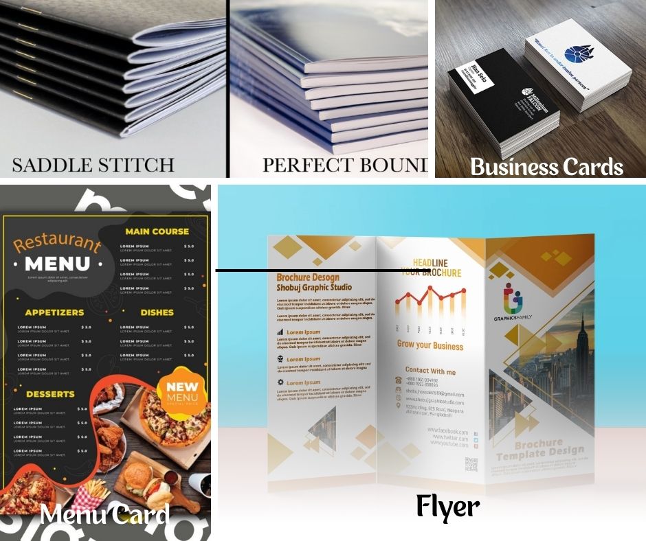 Flyers, Menu Cards, Business Cards & Books